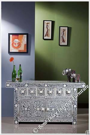 Black Bone Inlay Long Sideboard