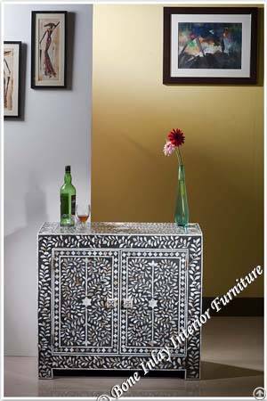 Black Mother Of Pearl Inlay Drawer Chest / Dresser