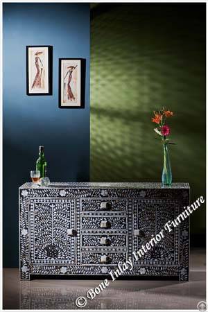 Black Mother Of Pearl Inlay Sideboard