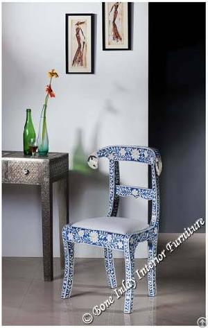 Blue Bone Inlaid Rams Head Chair Set Of 2 Chairs