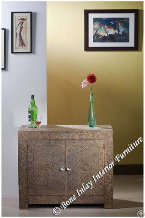 Embossed Brass Metal Drawer Chest / Dresser