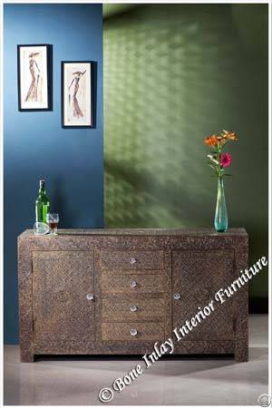 Embossed Brass Metal Sideboard