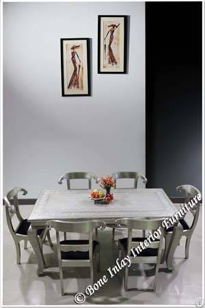 Embossed White Metal Dining Set