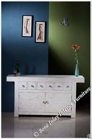 Fully Bone Inlay Long Sideboard