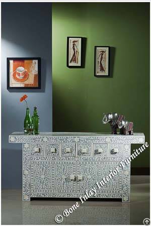 Grey Bone Inlay Long Sideboard