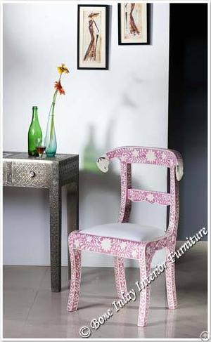 Pink Bone Inlaid Rams Head Chair Set Of 2 Chairs