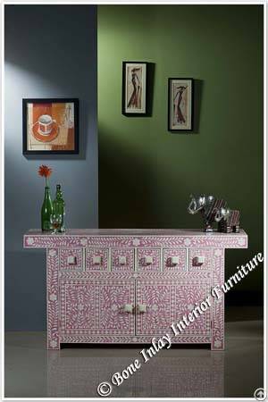 Pink Bone Inlay Long Sideboard