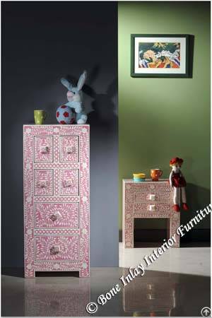 Pink Bone Inlay Tall Boy / Long Chest