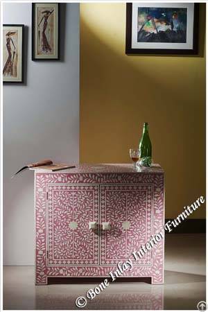 pink bone inlay door dresser