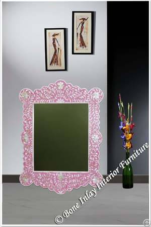 Pink Mother Of Pearl Inlaid Mirror Frame