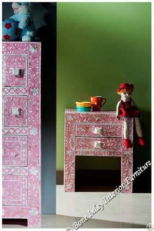 Pink Mother Of Pearl Inlay Bedside Table Shopping Online With Bone Inlay Interior Furniture