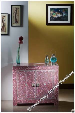 Pink Mother Of Pearl Inlay Drawer Chest / Dresser