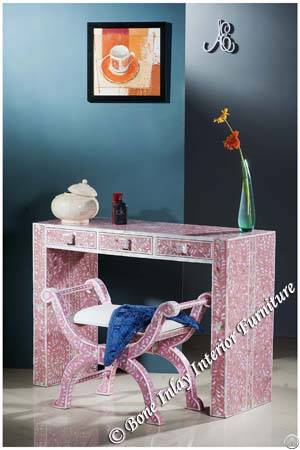 pink mother pearl inlay laptop table roman stool