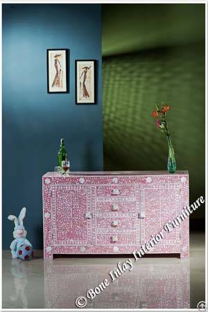 pink mother pearl inlay sideboard