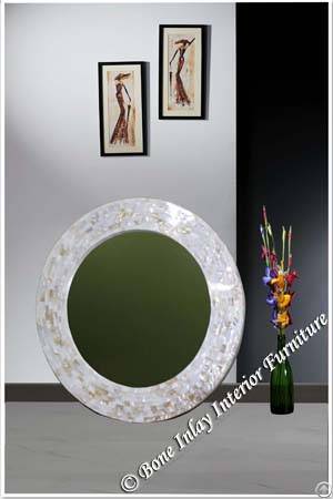 Round Mother Of Pearl Inlay Mirror Frame