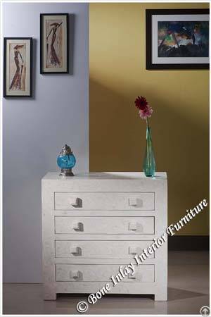 bone inlay four chest drawer dresser