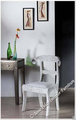 White Mother Of Pearl Inlay Chair Set Of 2 Chairs