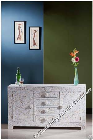 White Mother Of Pearl Inlay Sideboard