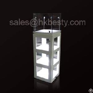 Freestanding Display Showcases, Aluminum Profiles, Tempered Glass, Halogen Lights Illumination, Mdf