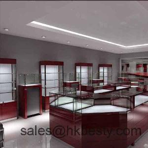 Red Elegant Jewelry Display Kiosk With The Hight Quality For The Retal Store And The Shopping Mall