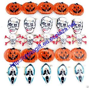 flash luminous led badge medal devil pumpkin brooch halloween