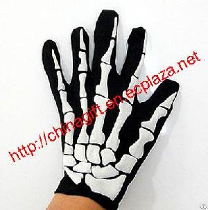 Pair Of Terrifying Skeleton Pattern Gloves