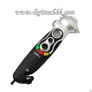 8 1 multi functional digital tire gauge pressure display led flashlight glass hammer