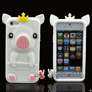 White Cute Pig Pattern Soft Silicone Gel Case Protector Cover For Iphone5