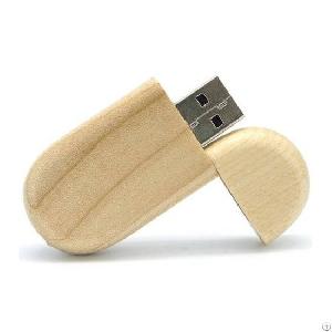 16gb wood usb flash memory oval shaped magnetic