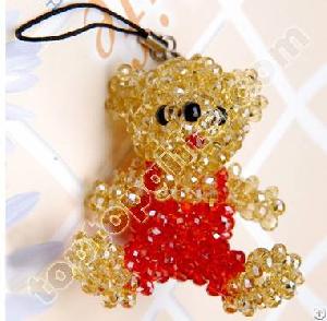 4mm Bicone Crystal Beaded Teddy Bear Charm Decoariton