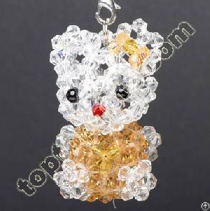 Bicone Crystal Beaded Kitty Cat Charms