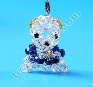 Bicone Crystal Beaded Lucky Bear Phone Decoration