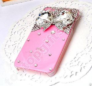 bowknot heart stone iphone4 shell cover