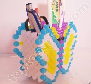 Diy Acrylic Beaded Butterfly Brush Pot Plastic Bead Animal Penholder