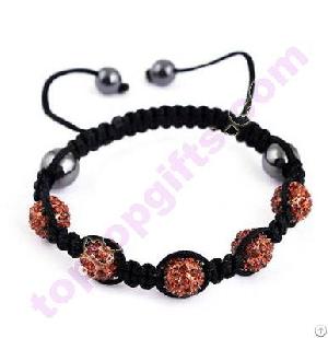 Handmade Adjustable Metal Rhinestone Shamballa Bracelet