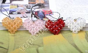 handmade crystal beaded heart charms