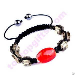 handmade square oval glass shamballa bracelet