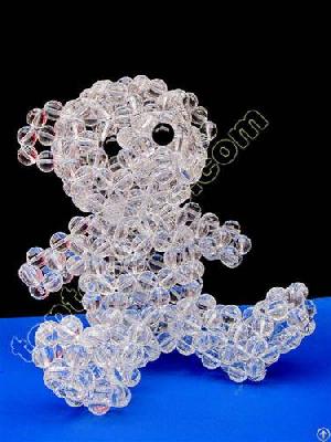 Imitation Crystal Beaded Teddy Bear Acrylic Figurine