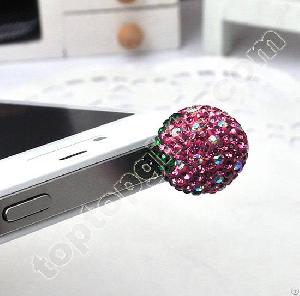 Iphone Rhinestone Strawberry Anti Dust Plug