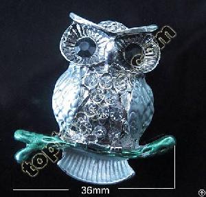 Metal Rhinestone Owl Cabochon Mobile Phone Shell Decoration