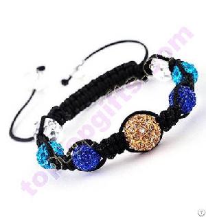 Metal Rhinestone Shamballa Bracelet With Crystal Beads