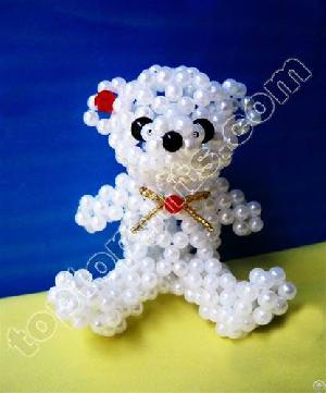 Mini Plastic Pearl Beaded Teddy Bear