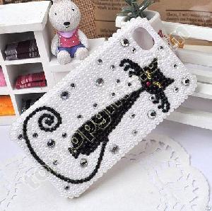 Plastic Pearl Cat Mobile Phone Shell