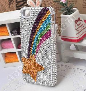 Rainbow With Star Rhinestone Phone Shell For Iphones