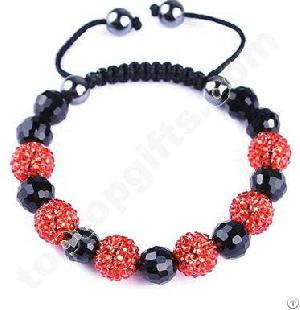 Resin Shamballa Bracelet With Crystal Bead And Hematite Bead