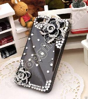 Rhinestone Camellia Iphone4 Cover Flower Mobile Phone Shell