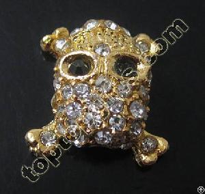 Rhinestone Skull Beads With Cross Back