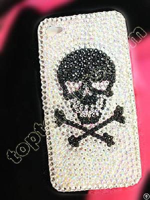 rhinestone skull iphone hard case cover