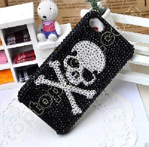 rhinestone skull cross mobile phone shell iphone4 cover