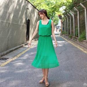 Bohemia Style Floor Length Bright Colored Dresses Green